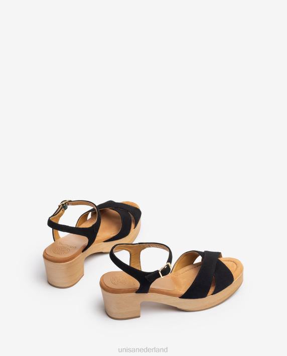 Unisa 02B0122 sandaal met kruisband vrouwen zwart