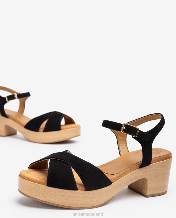 Unisa 02B0122 sandaal met kruisband vrouwen zwart