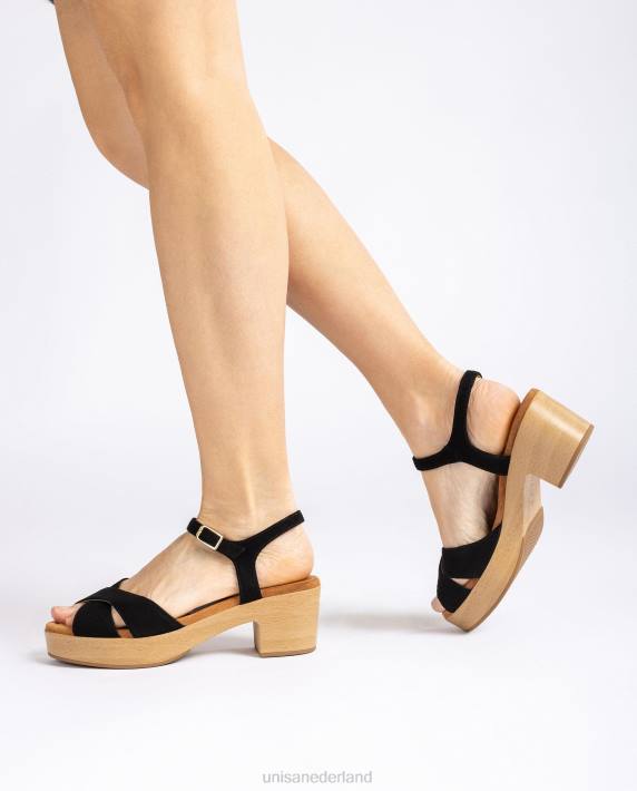 Unisa 02B0122 sandaal met kruisband vrouwen zwart