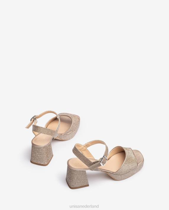 Unisa 02B0212 sandaal met hak en plateauzool vrouwen bronzen