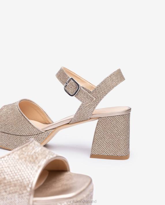 Unisa 02B0212 sandaal met hak en plateauzool vrouwen bronzen