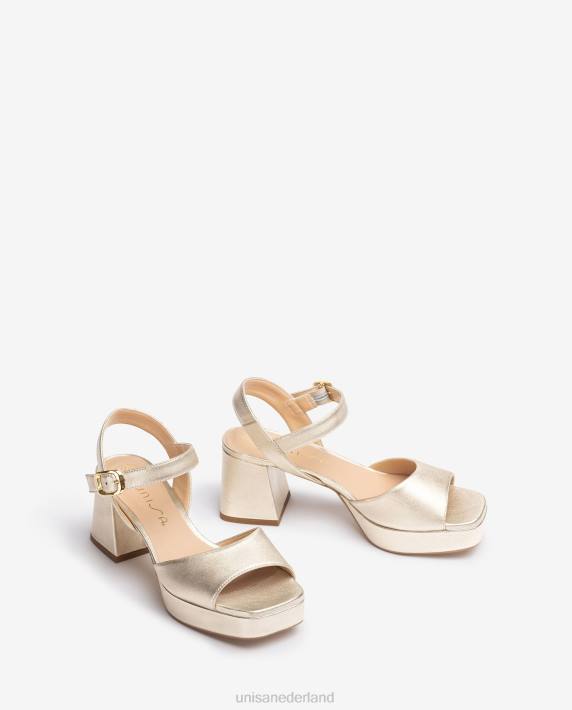 Unisa 02B0216 sandaal met hak en plateauzool vrouwen goud