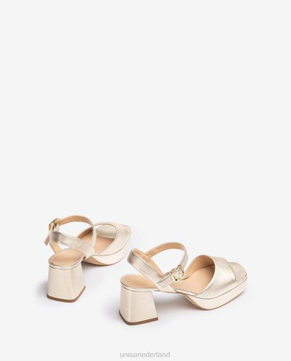 Unisa 02B0216 sandaal met hak en plateauzool vrouwen goud