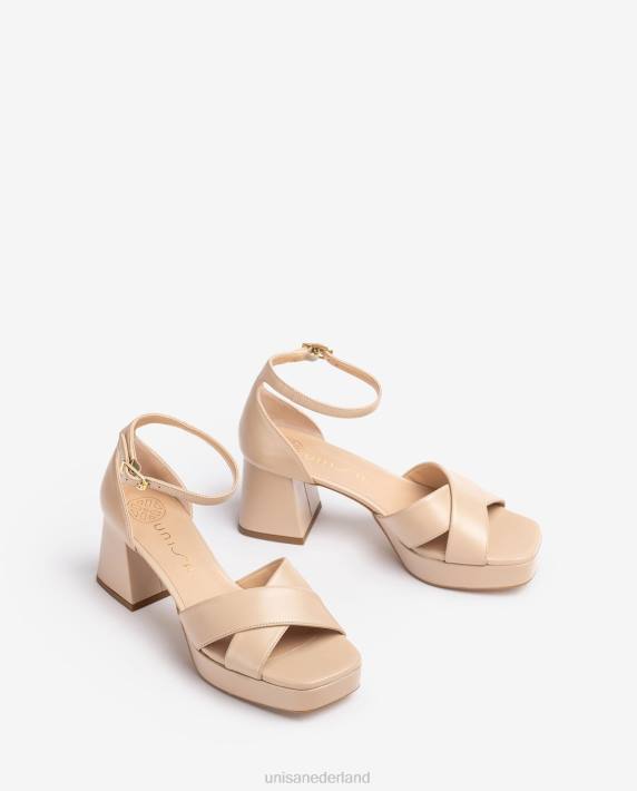 Unisa 02B0219 sandaal met hak en plateauzool vrouwen beige