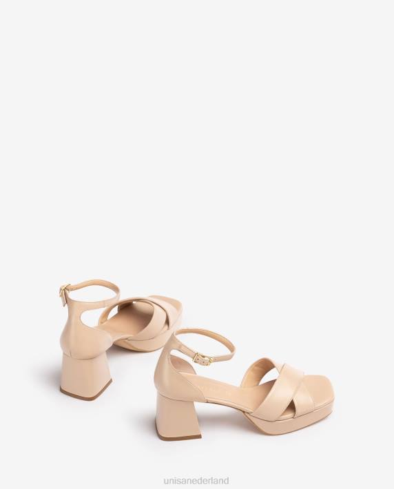 Unisa 02B0219 sandaal met hak en plateauzool vrouwen beige