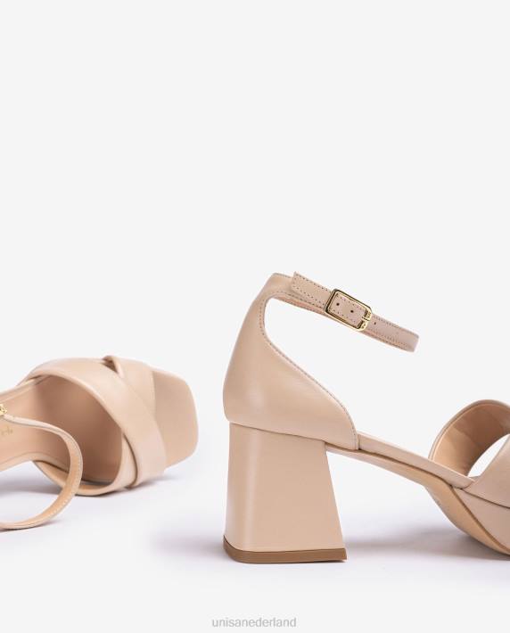 Unisa 02B0219 sandaal met hak en plateauzool vrouwen beige