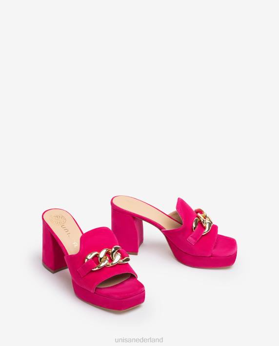 Unisa 02B0221 suède sandaal met ketting vrouwen roze
