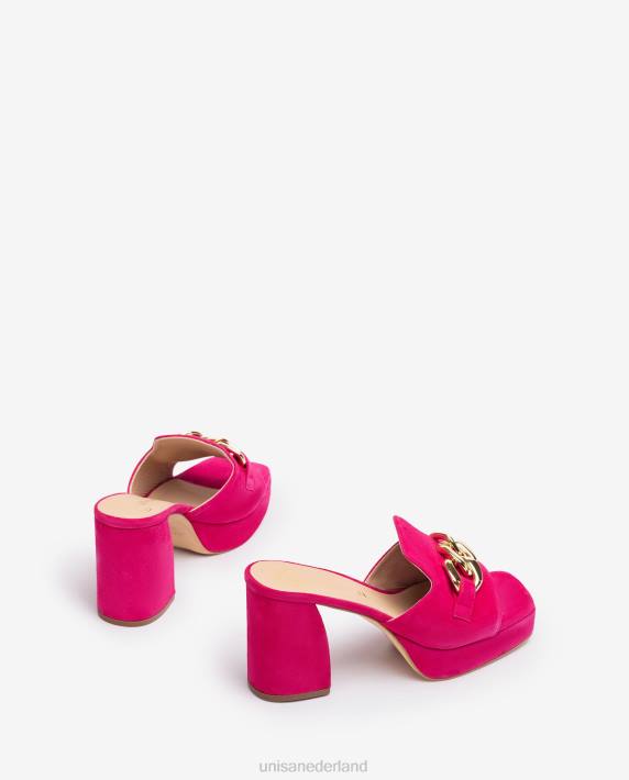 Unisa 02B0221 suède sandaal met ketting vrouwen roze