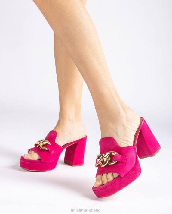 Unisa 02B0221 suède sandaal met ketting vrouwen roze