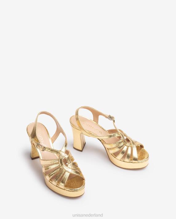 Unisa 02B0231 Sandalen met bandjes van glanzend metallic leer vrouwen mode