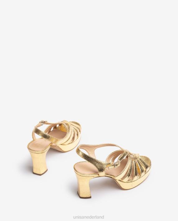 Unisa 02B0231 Sandalen met bandjes van glanzend metallic leer vrouwen mode