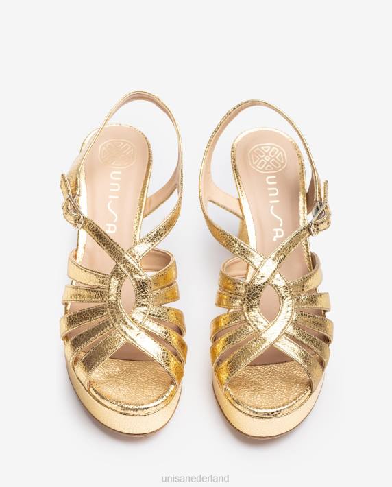 Unisa 02B0231 Sandalen met bandjes van glanzend metallic leer vrouwen mode