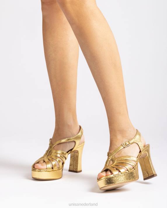 Unisa 02B0231 Sandalen met bandjes van glanzend metallic leer vrouwen mode