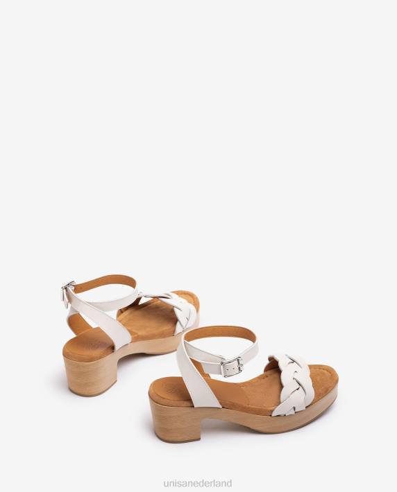 Unisa 02B0304 sandaal met houtblokeffect vrouwen wit