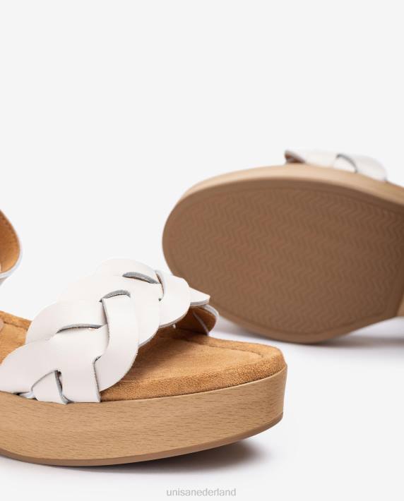 Unisa 02B0304 sandaal met houtblokeffect vrouwen wit