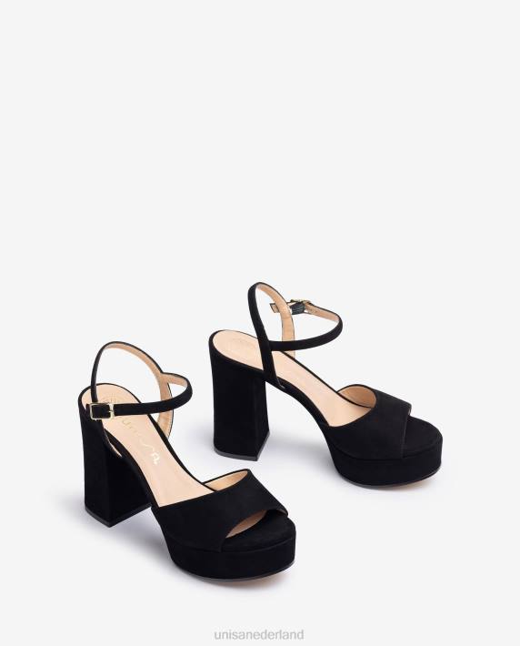 Unisa 02B0362 hoge hak en platform sandaal vrouwen zwart