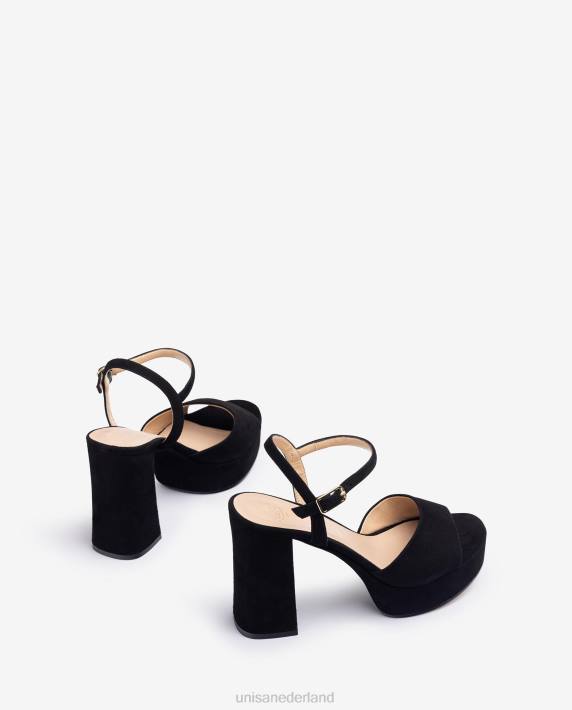 Unisa 02B0362 hoge hak en platform sandaal vrouwen zwart
