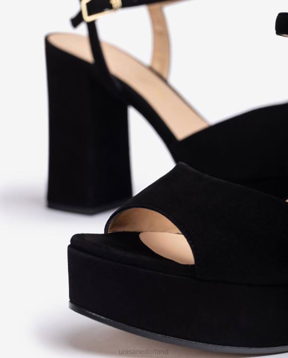 Unisa 02B0362 hoge hak en platform sandaal vrouwen zwart
