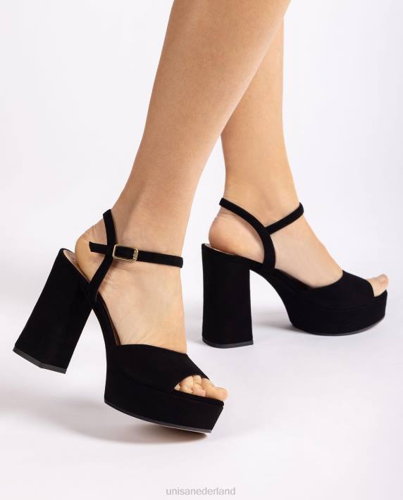 Unisa 02B0362 hoge hak en platform sandaal vrouwen zwart
