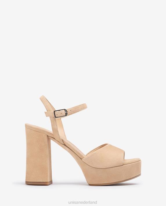 Unisa 02B0363 hoge hak en platform sandaal vrouwen beige