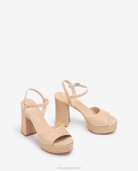 Unisa 02B0363 hoge hak en platform sandaal vrouwen beige
