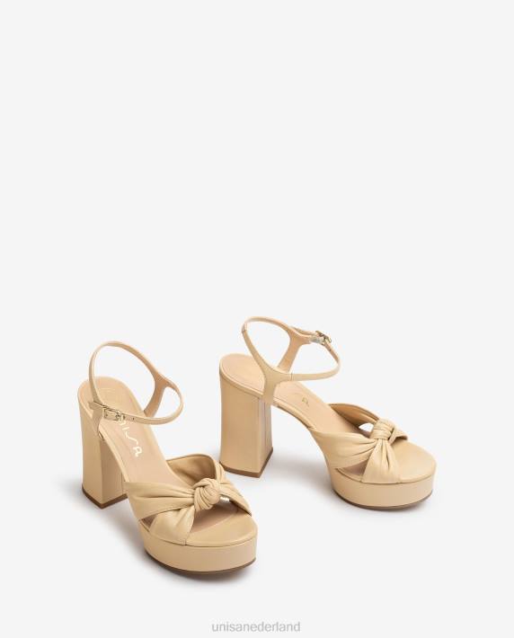 Unisa 02B0402 hoge hak en platform sandaal vrouwen beige