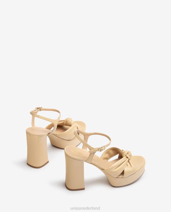 Unisa 02B0402 hoge hak en platform sandaal vrouwen beige