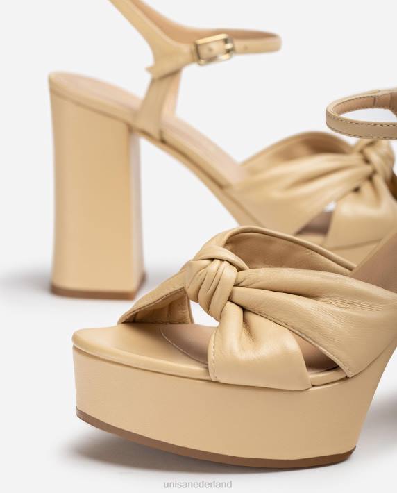 Unisa 02B0402 hoge hak en platform sandaal vrouwen beige