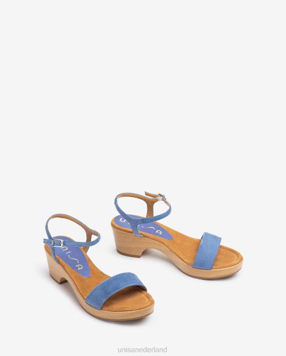 Unisa 02B0435 suède bloksandaal vrouwen blauw