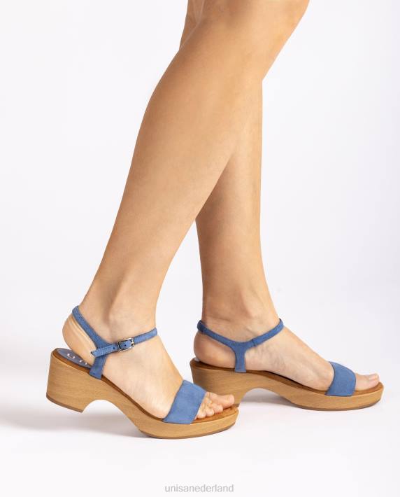 Unisa 02B0435 suède bloksandaal vrouwen blauw