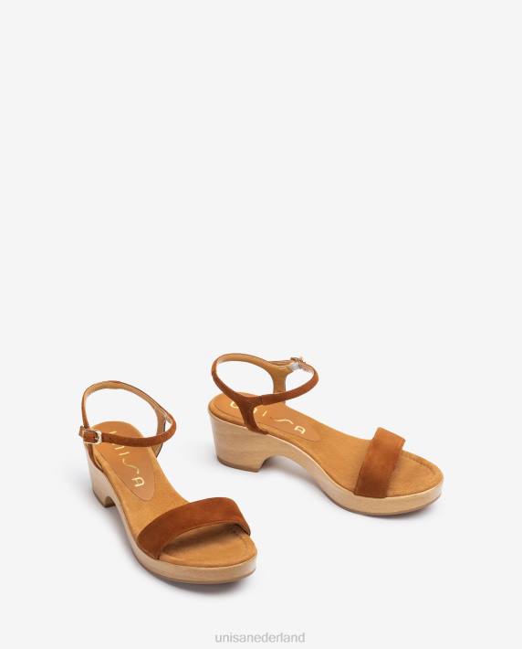 Unisa 02B0436 suède bloksandaal vrouwen bruin