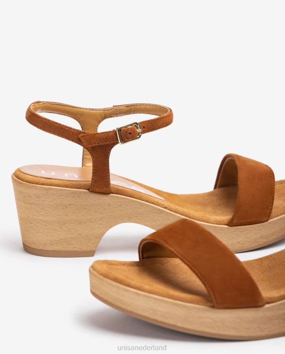 Unisa 02B0436 suède bloksandaal vrouwen bruin