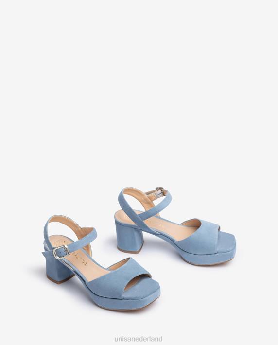 Unisa 02B0437 suède sandaal met gesp vrouwen blauw