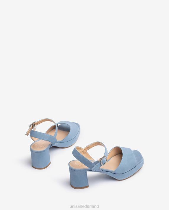 Unisa 02B0437 suède sandaal met gesp vrouwen blauw