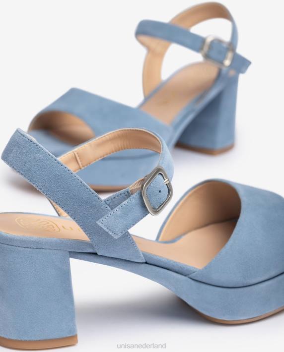 Unisa 02B0437 suède sandaal met gesp vrouwen blauw