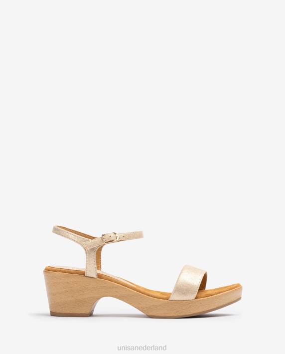 Unisa 02B0439 bloksandaal van metaaleffectsuède vrouwen bevallig