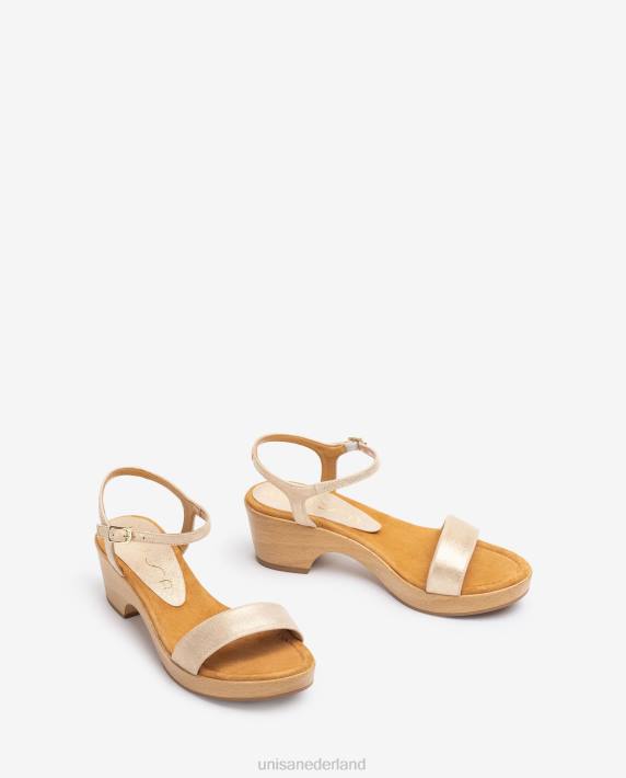 Unisa 02B0439 bloksandaal van metaaleffectsuède vrouwen bevallig