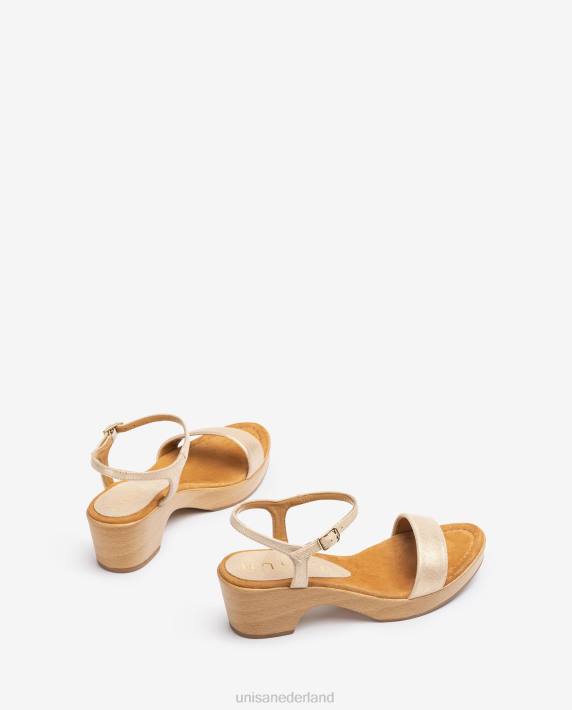 Unisa 02B0439 bloksandaal van metaaleffectsuède vrouwen bevallig