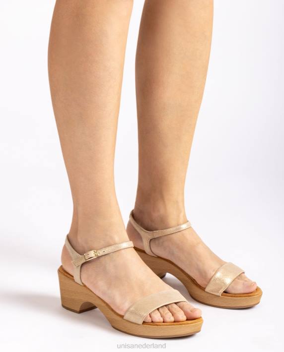 Unisa 02B0439 bloksandaal van metaaleffectsuède vrouwen bevallig
