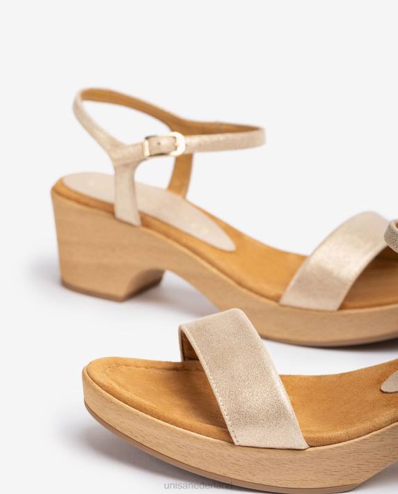 Unisa 02B0439 bloksandaal van metaaleffectsuède vrouwen bevallig