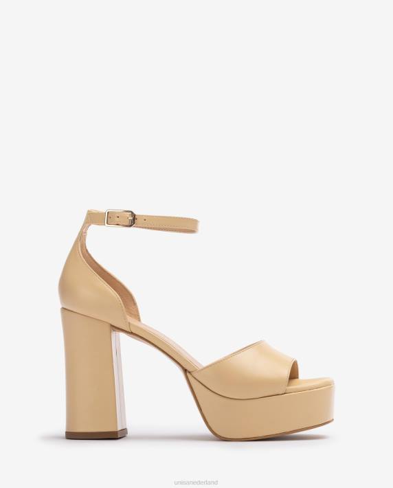 Unisa 02B054 vierkante neus sandaal met een platform vrouwen beige
