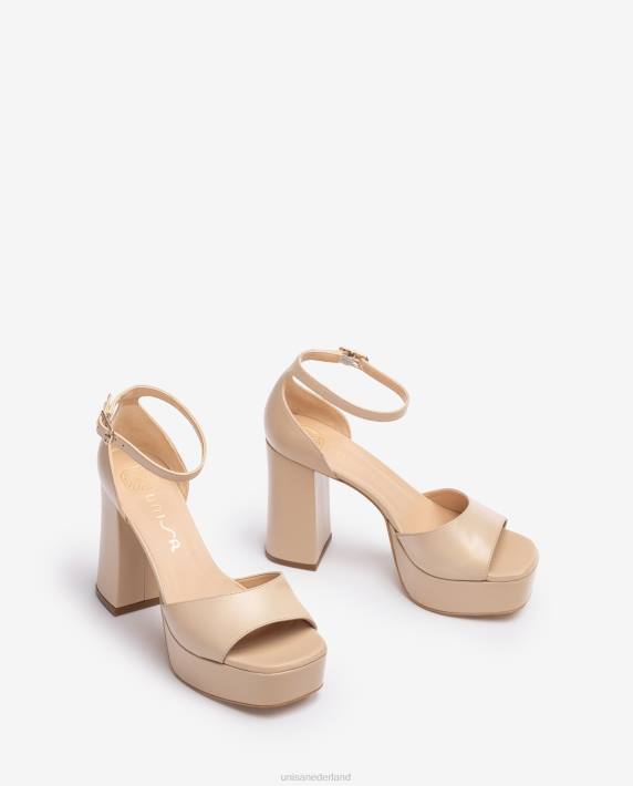 Unisa 02B056 vierkante neus sandaal met een platform vrouwen beige