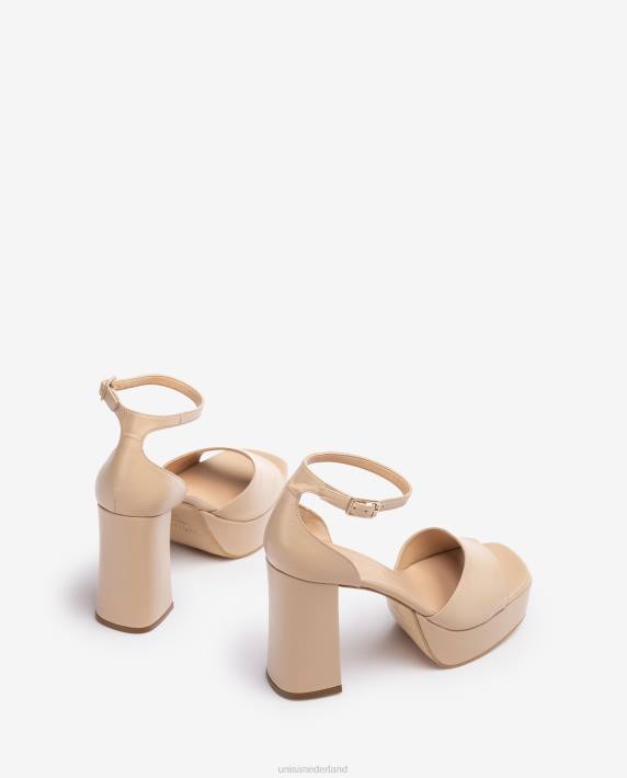 Unisa 02B056 vierkante neus sandaal met een platform vrouwen beige