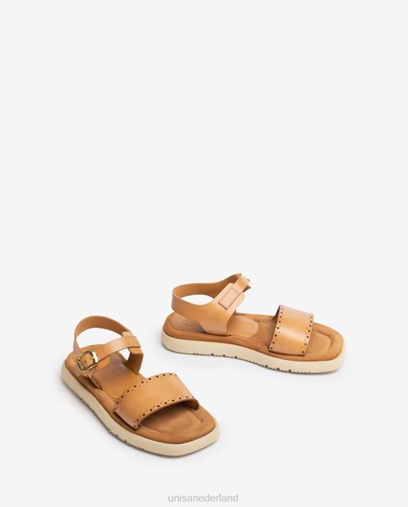 Unisa 02B0101 platte sandaal met ponspatronen vrouwen bevallig