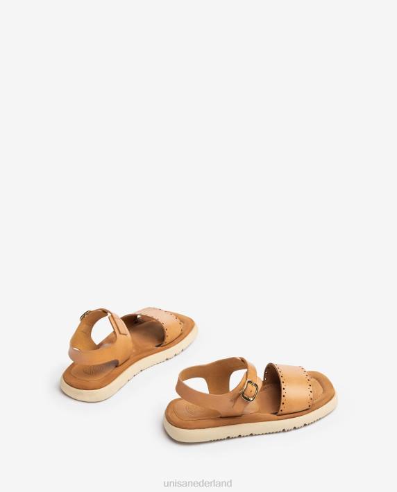 Unisa 02B0101 platte sandaal met ponspatronen vrouwen bevallig