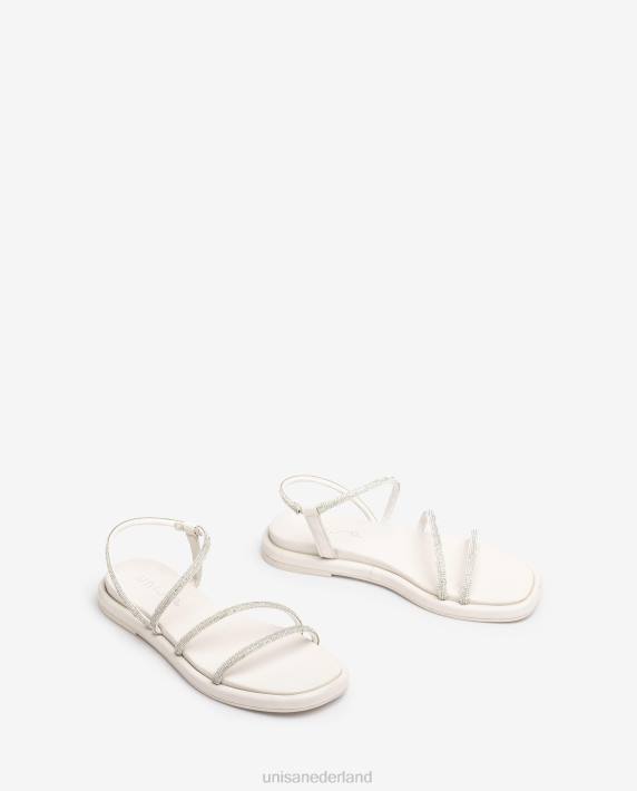Unisa 02B0110 platte sandaal met glitters vrouwen wit
