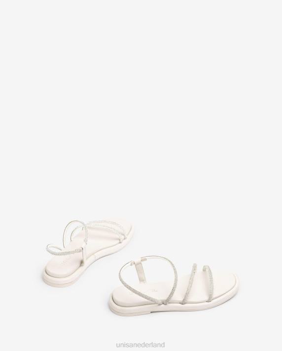 Unisa 02B0110 platte sandaal met glitters vrouwen wit