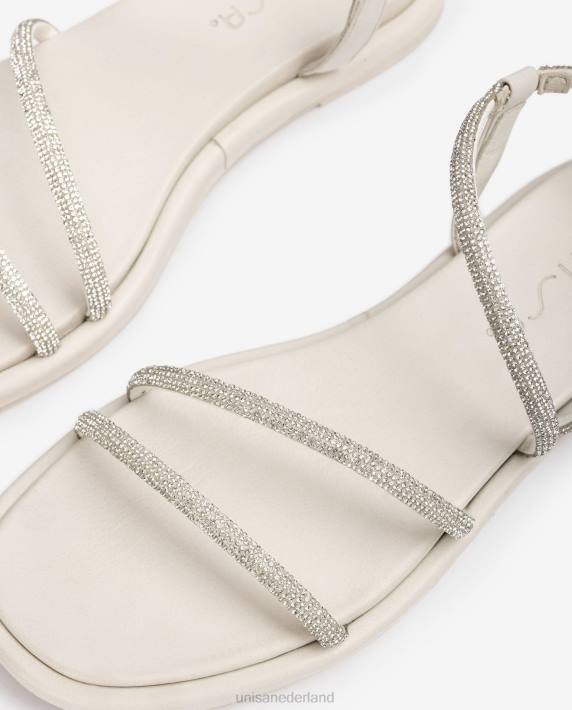 Unisa 02B0110 platte sandaal met glitters vrouwen wit