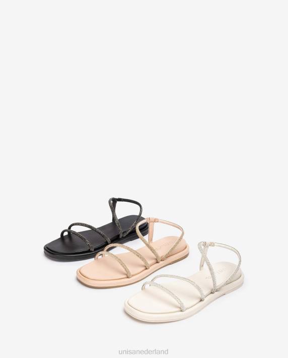 Unisa 02B0110 platte sandaal met glitters vrouwen wit