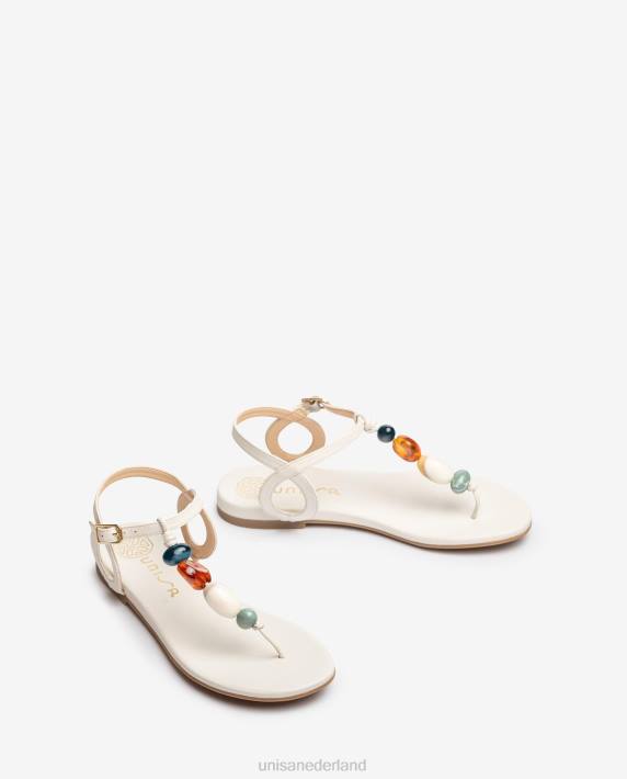 Unisa 02B0112 teen-post sandaal met trim vrouwen wit